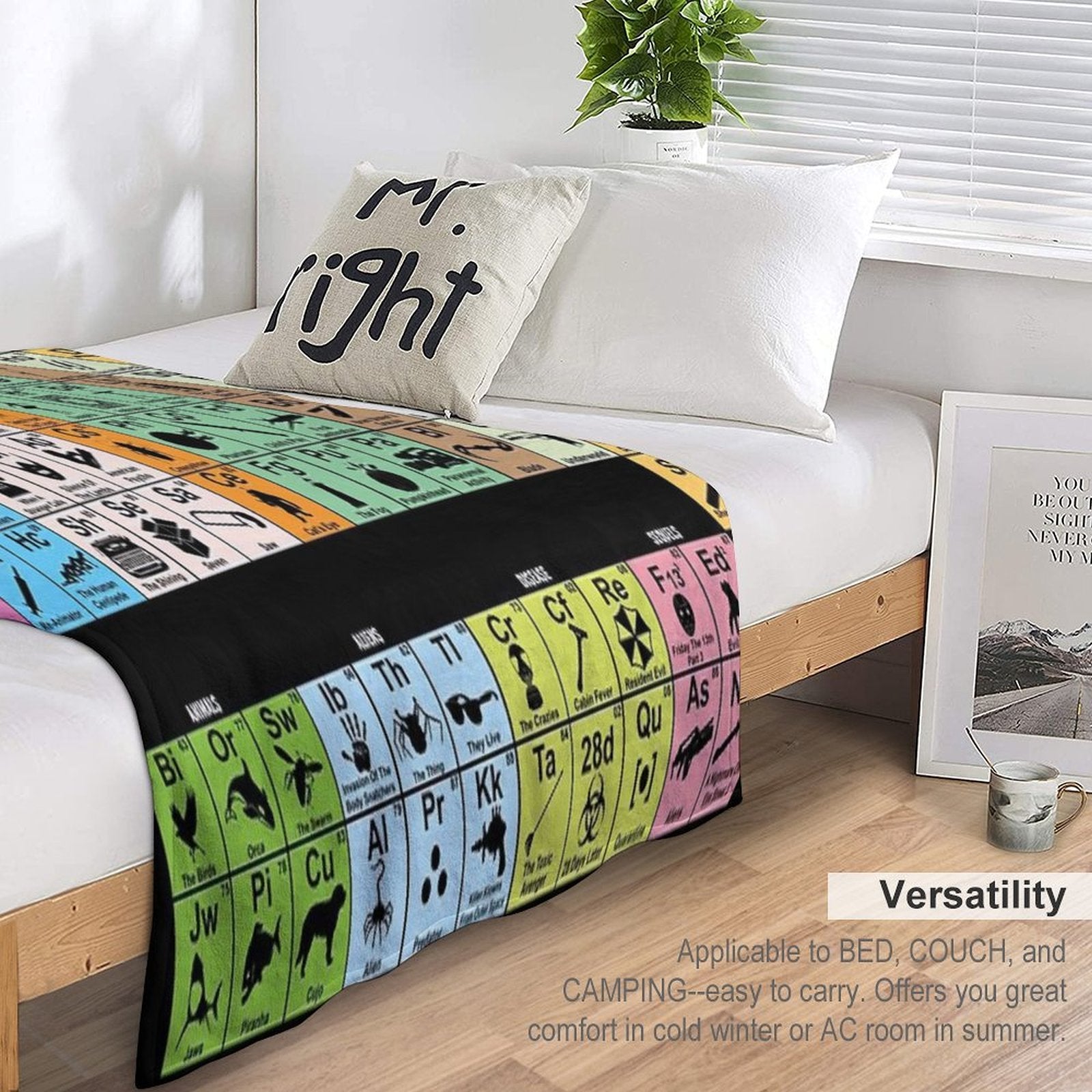 Periodic Table of Horror Movies Premium Throw Blanket