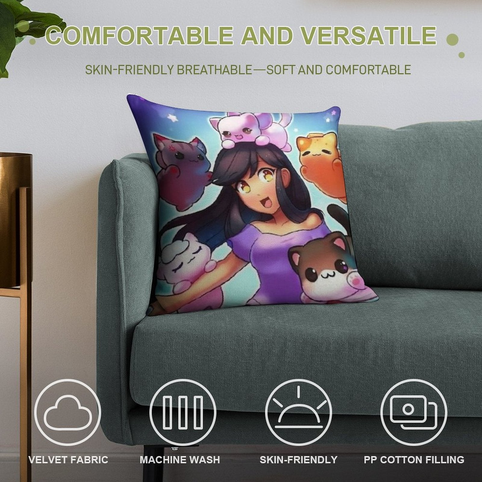 Aphmau Soft Skin-Friendly Throw Pillow
