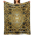 Greek Keys 4 Black Golden Baroque Style Wrinkle-free Throw Blanket