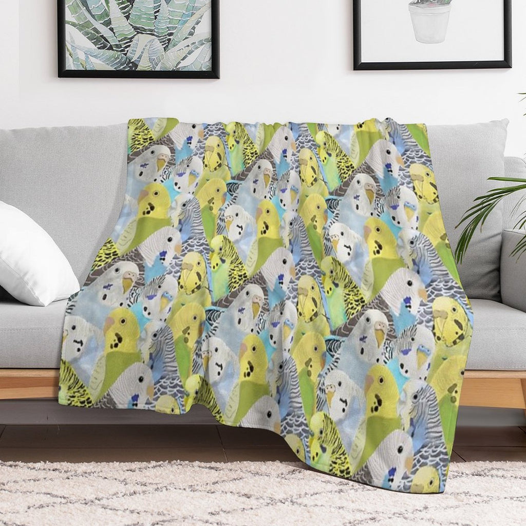 Budgie Parakeets Plush Throw Blanket