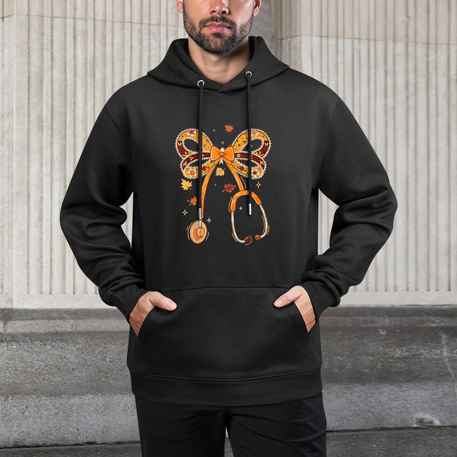 Retro Pumpkin Nurse Life Stethoscope Fall Autumn Funny Nurse Adjustable Hood Hoodie