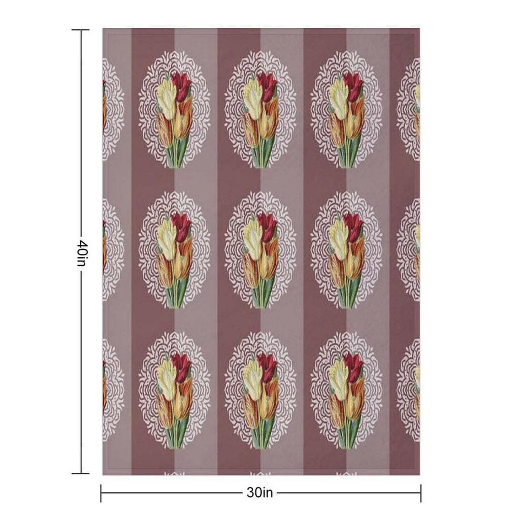 Vintage Flowers And Mandala Plush Throw Blanket