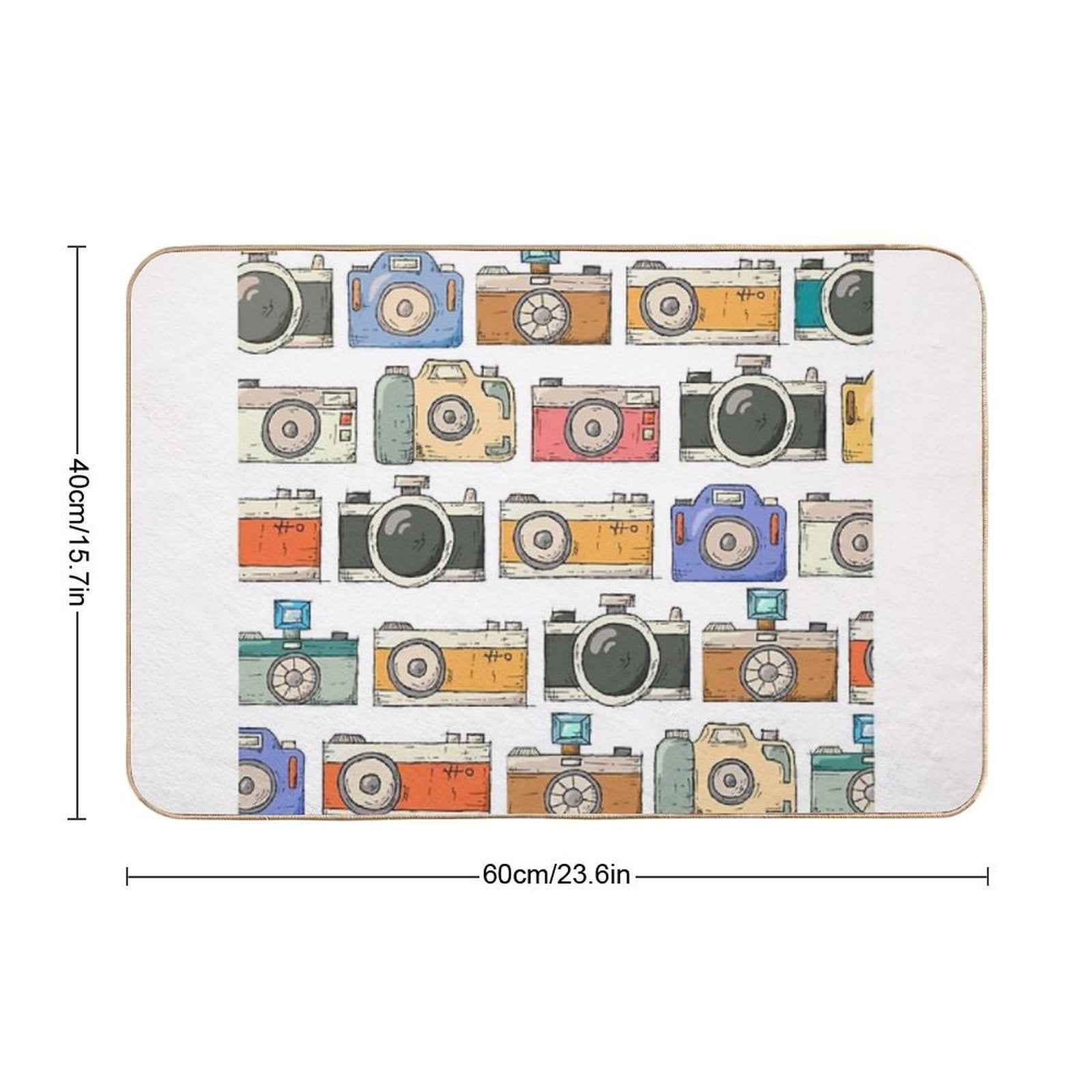 Retro Camera Pattern  Slip-Resistant Bath Mat