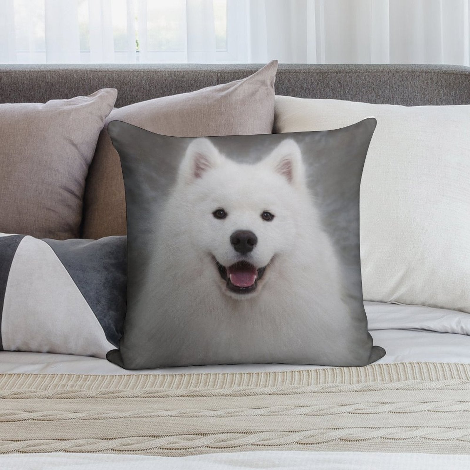 Samoyed Puppy Dog Soft Home Decor Throw Pillow