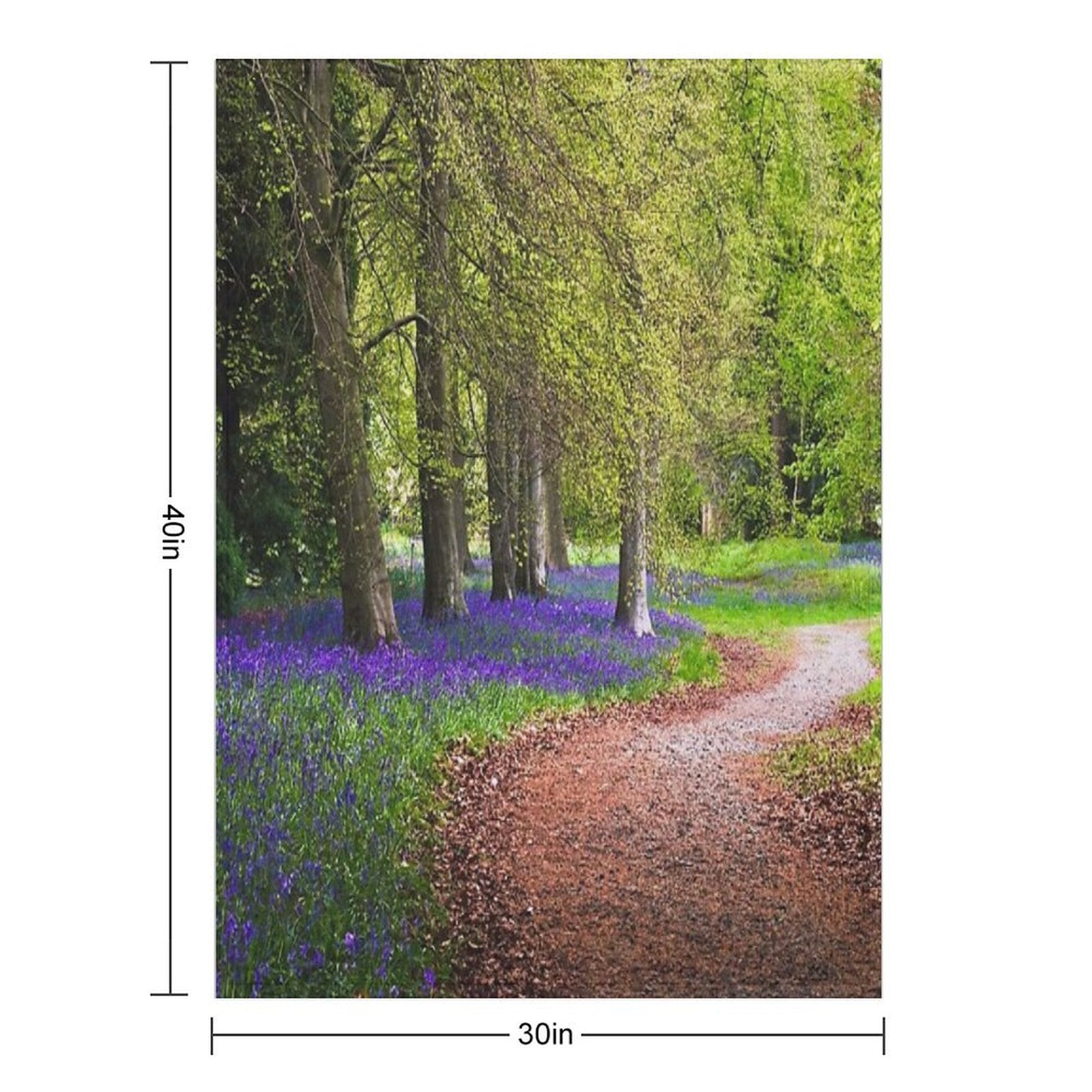 Spring Bluebell Woodland Walk Premium Throw Blanket