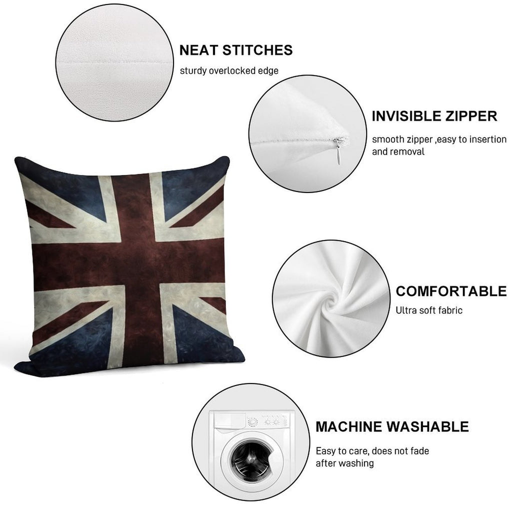 A Grunge Looking Distressed Union Jack Uk Version Soft Anti-Pilling Throw Pillow