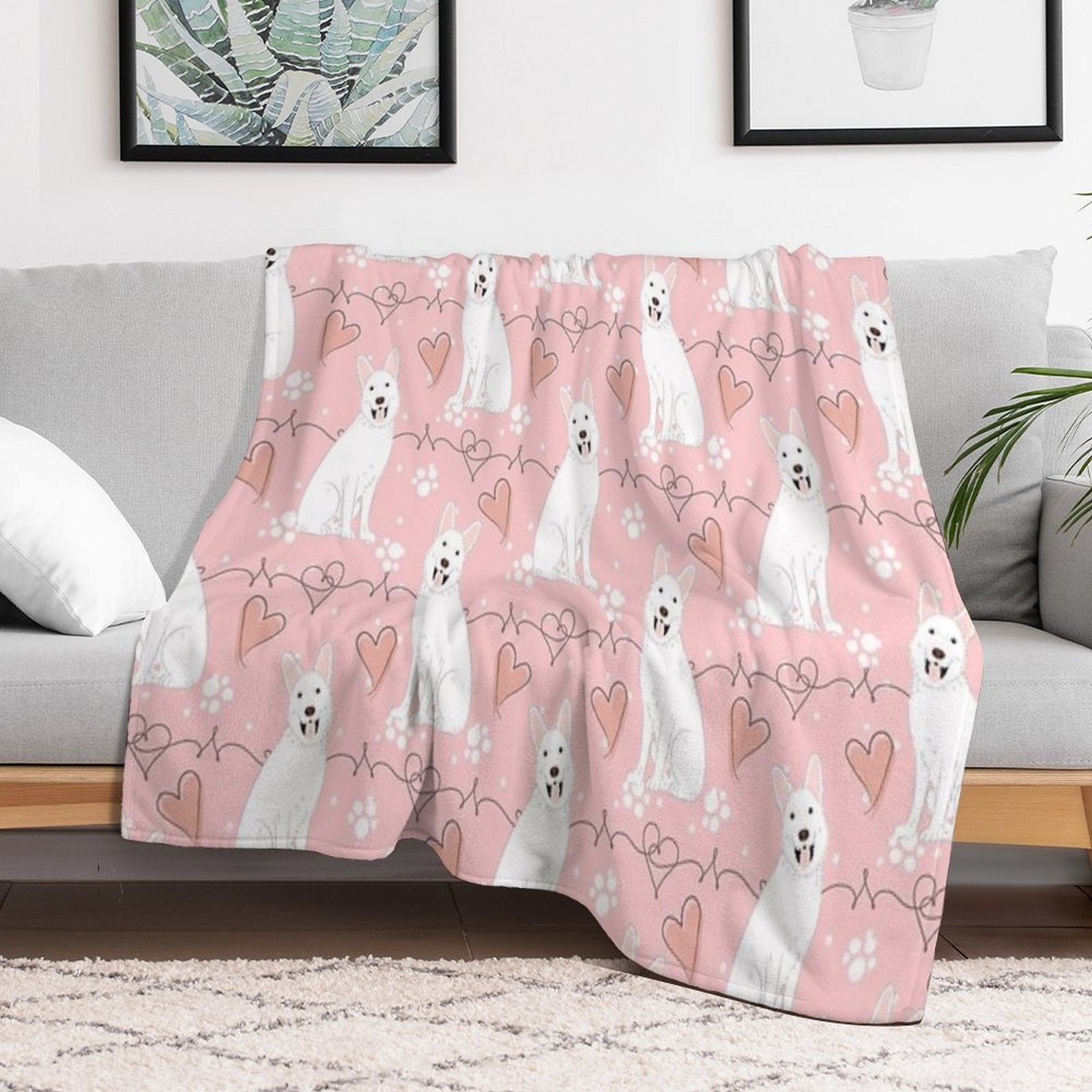 LOVE White German Shepherd Premium Throw Blanket