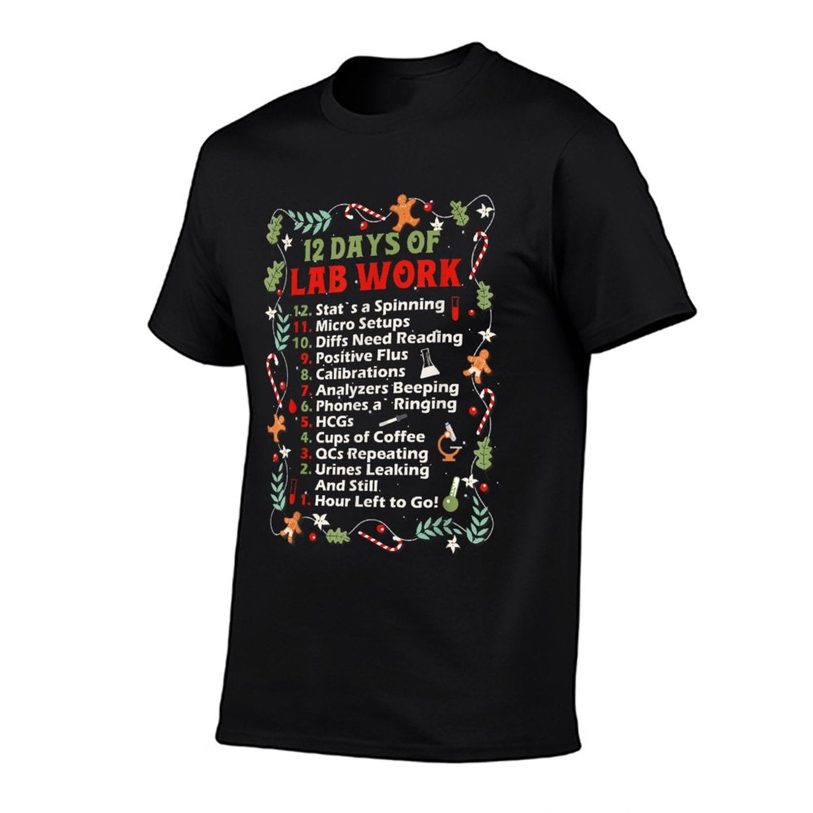 12 Days of Lab Technician Christmas Funny Medical Laboratory  Wrinkle-resistant T-Shirt