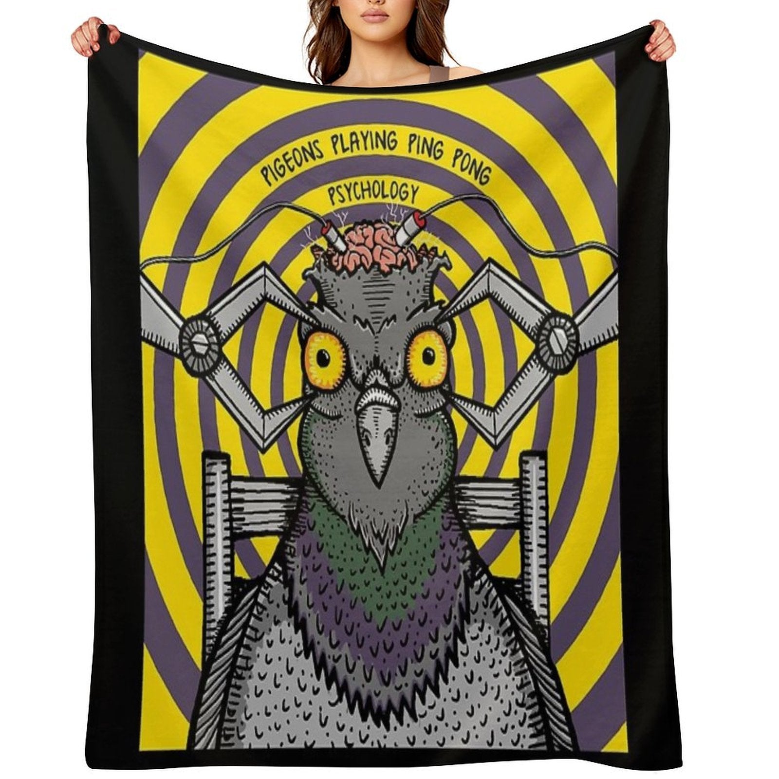 Psychology by Pigeons Playing Ping Pong Sustainable Throw Blanket