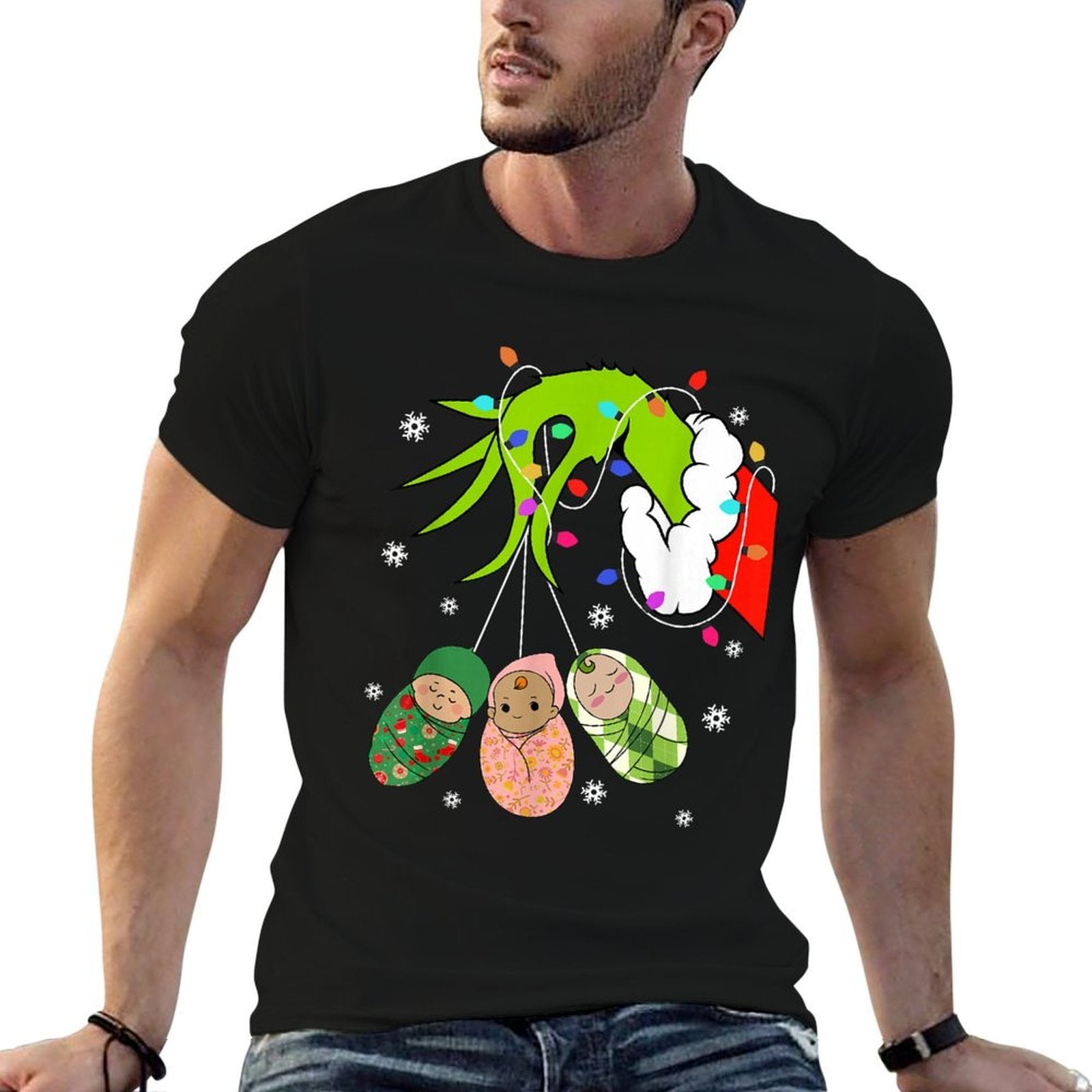 Labor And Delivery Nurse Merry Christmas Xmas Lights Holiday  Graphic-printed T-Shirt