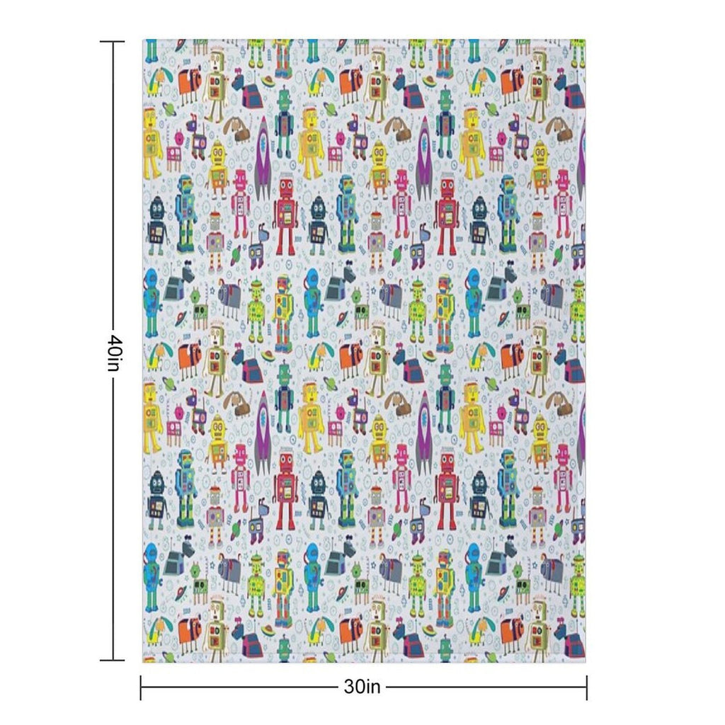Robots in Space - Grey - Fun Robot Pattern by Cecca Designs Comfort Throw Blanket