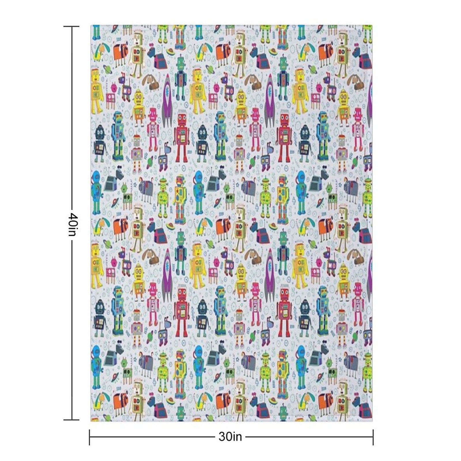 Robots in Space - Grey - Fun Robot Pattern by Cecca Designs Comfort Throw Blanket