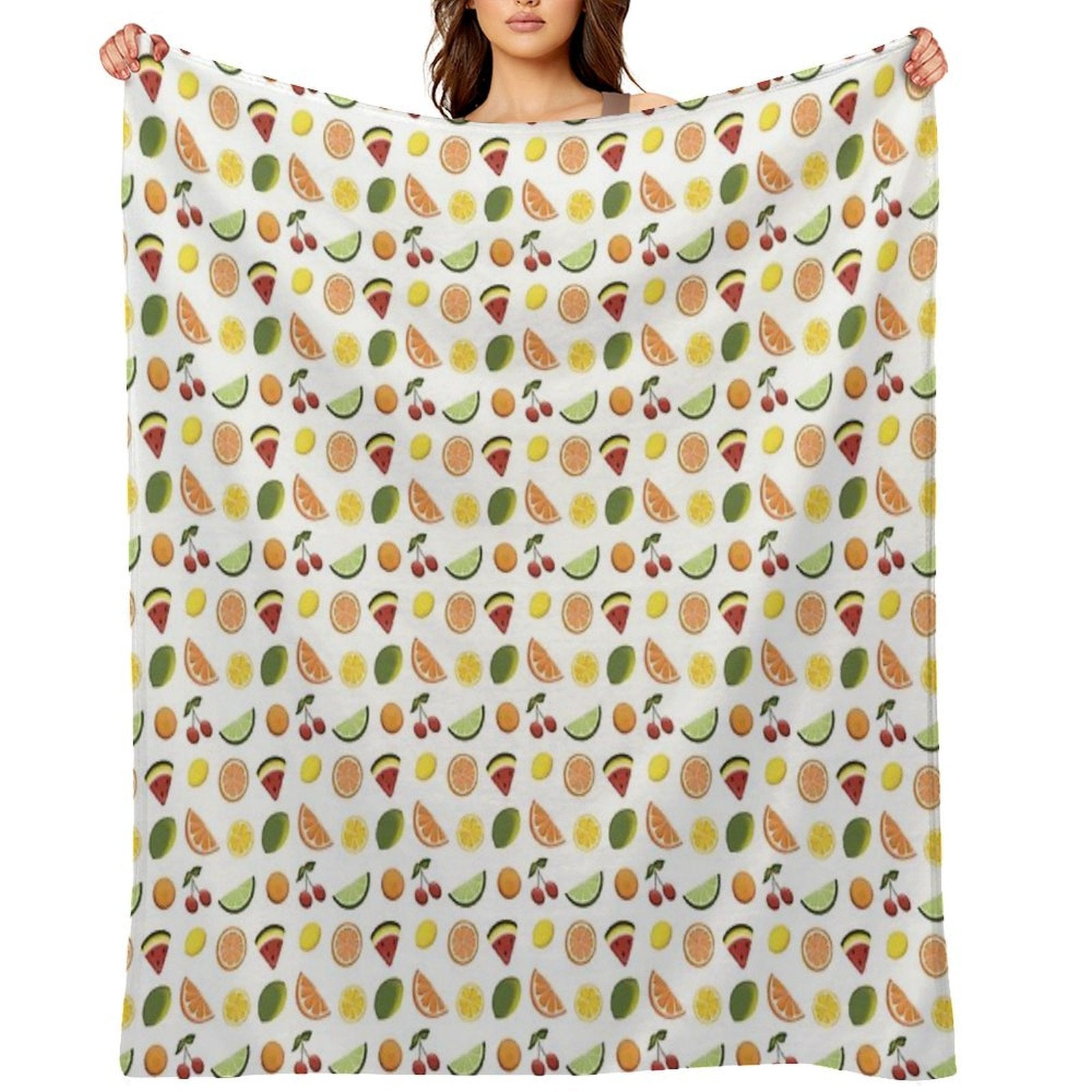 Fresh Fruit, Hand Drawn Fruit, Summer Fruit, Fruit All over Print Eco-conscious Throw Blanket