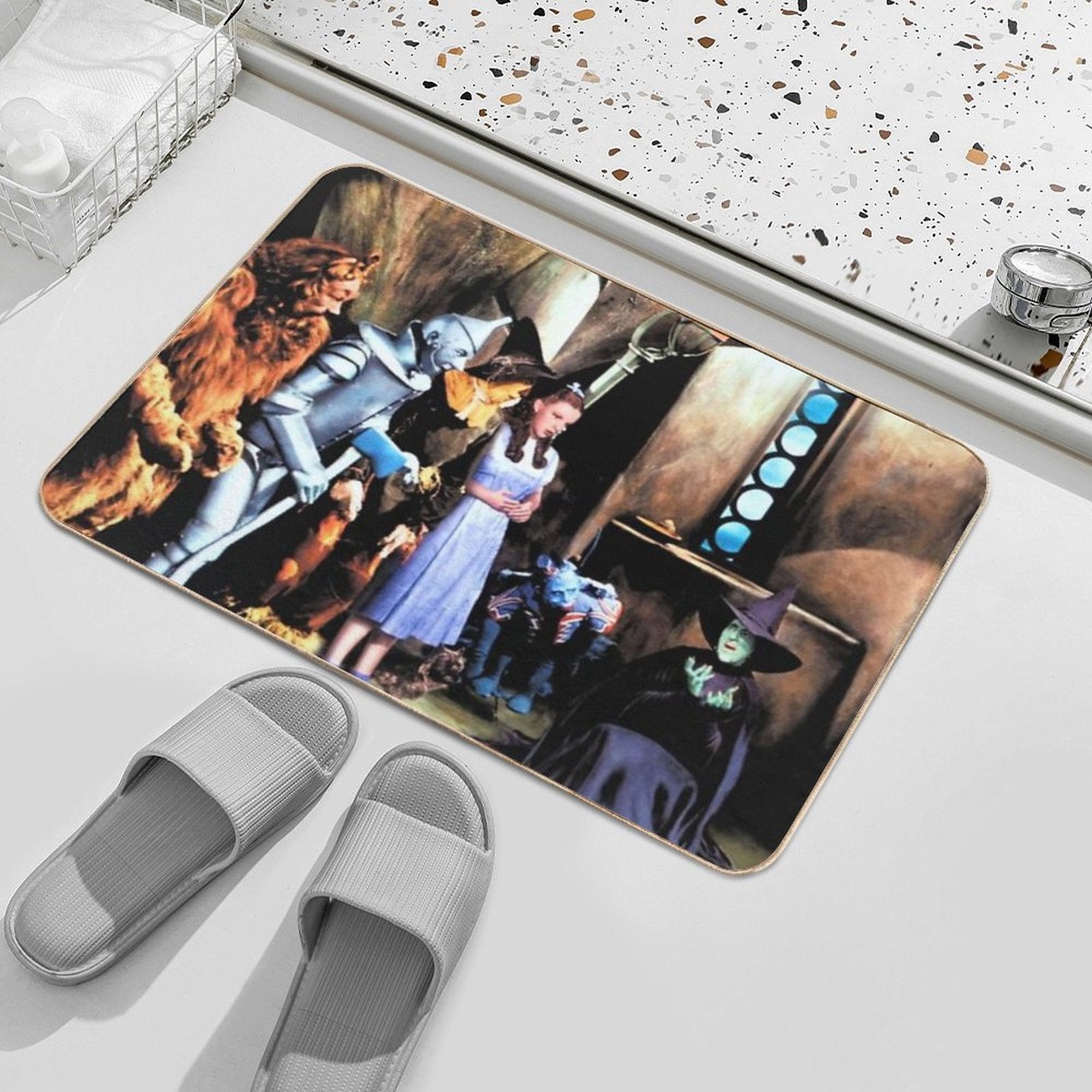 Colorized Vintage Design Print Stills  Oz Melting with  Mask  Dirt-Trapping Bath Mat