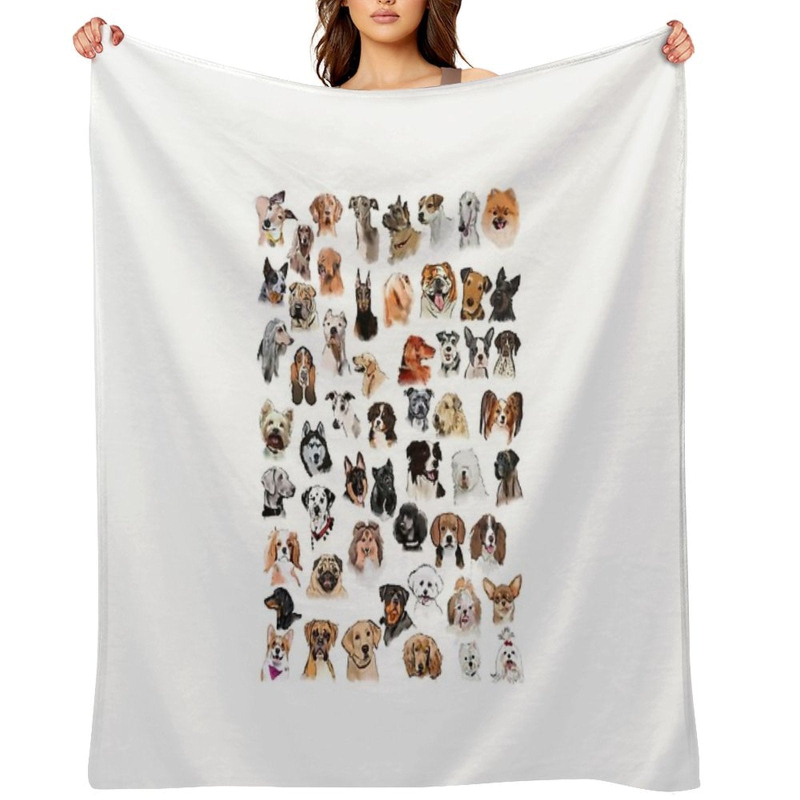 Dog Breed Paintings Anti-pilling Throw Blanket