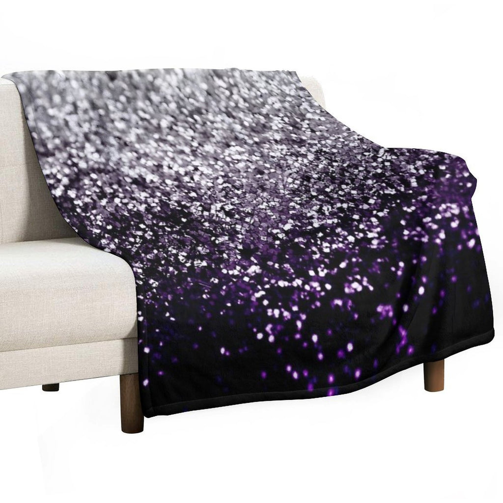 Dark Night Purple Black Silver Glam #1 (Photo of Glitter Only - Not Reflective) Multi-functional Throw Blanket