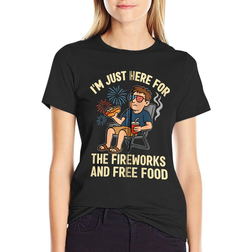 Funny 4th of July Men Women Im Just Here for Fireworks Zip  Slim-fit Cut T-Shirt