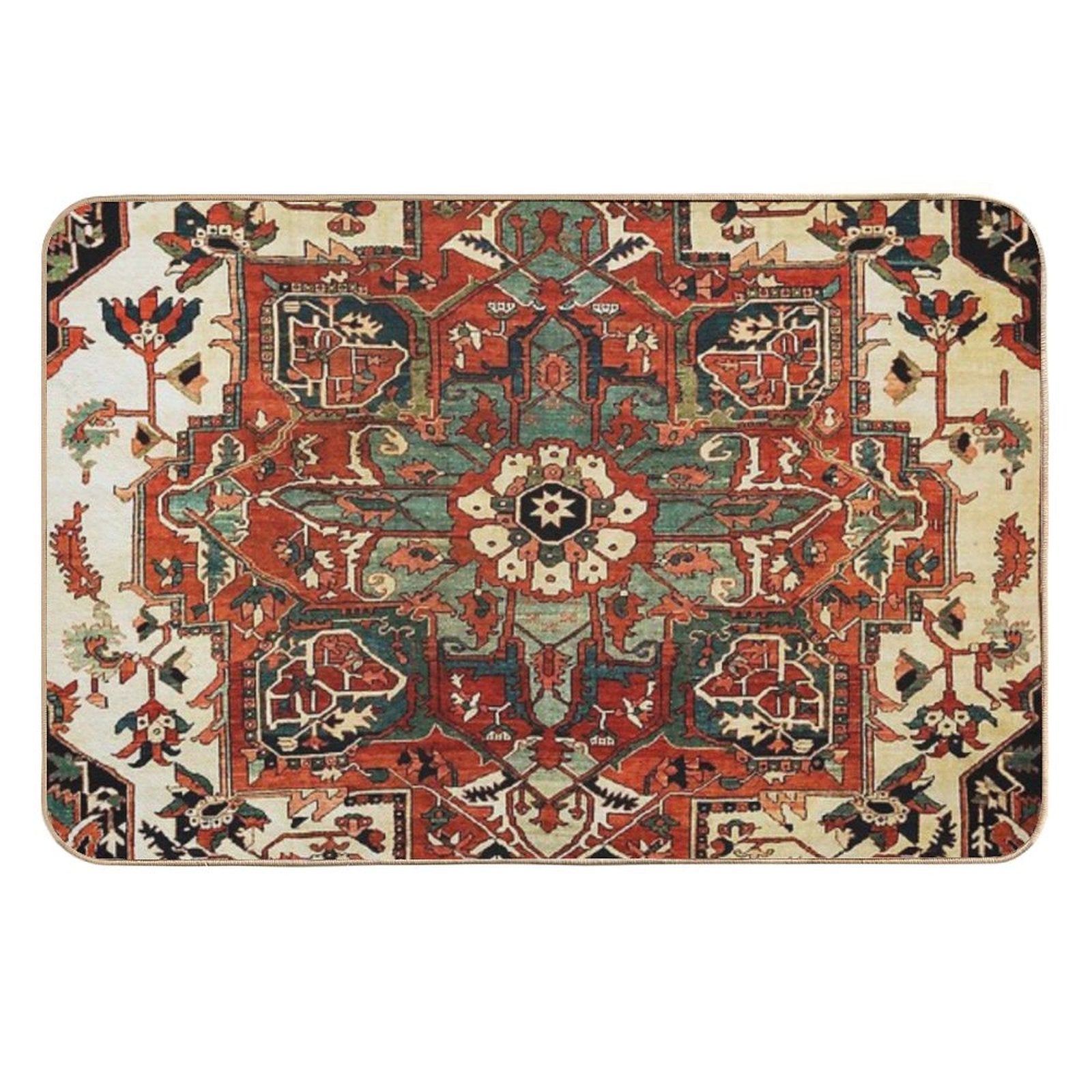 Antique Persian Heriz Rug Print Durable Bath Mat