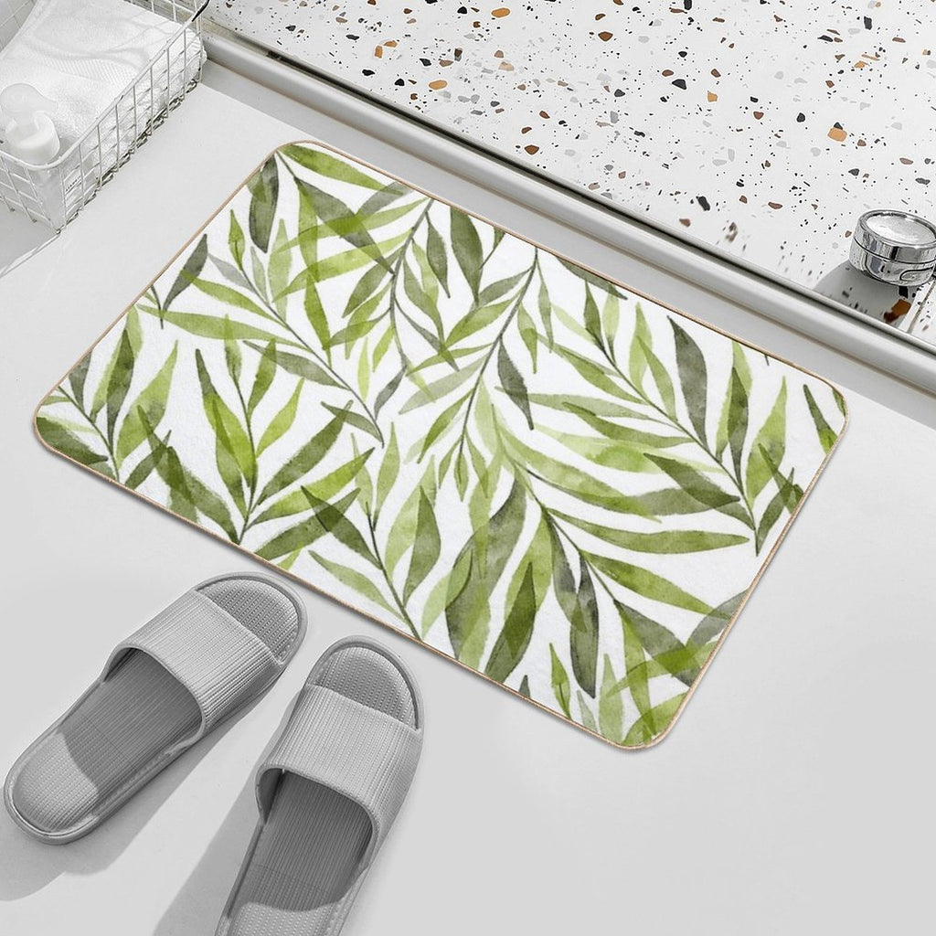 Delicate Eucalyptus Leaves  Stain-Proof Bath Mat