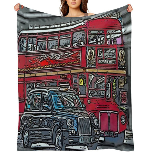 London Bus And Cab Multi-functional Throw Blanket
