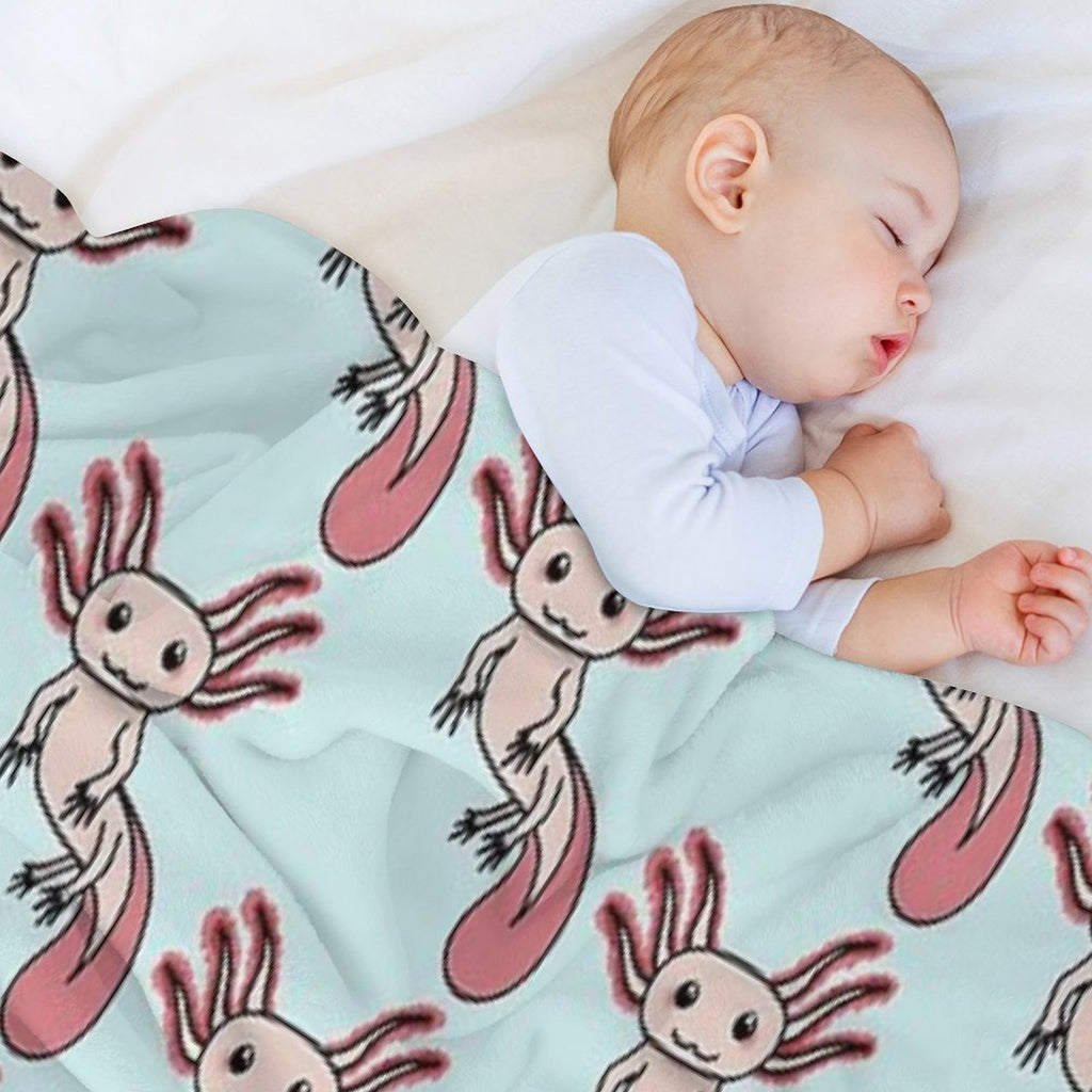 Chibi Axolotl Plush Throw Blanket