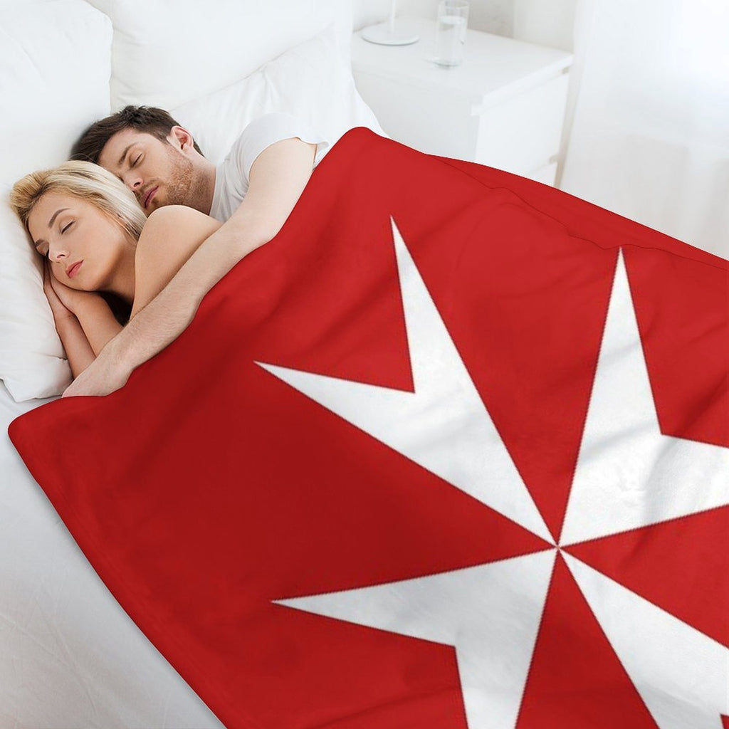 Maltese Cross Flag T-Shirt Plush Throw Blanket