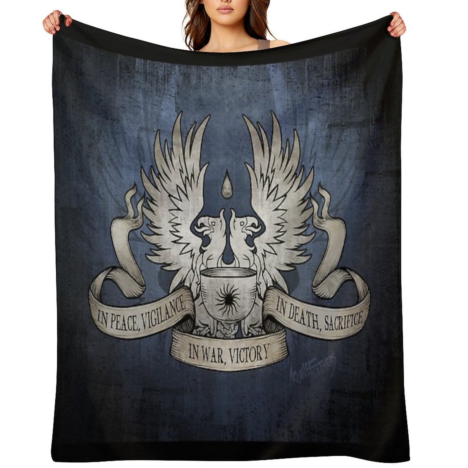 Dragon Age Grey Warden Motto Compact Throw Blanket