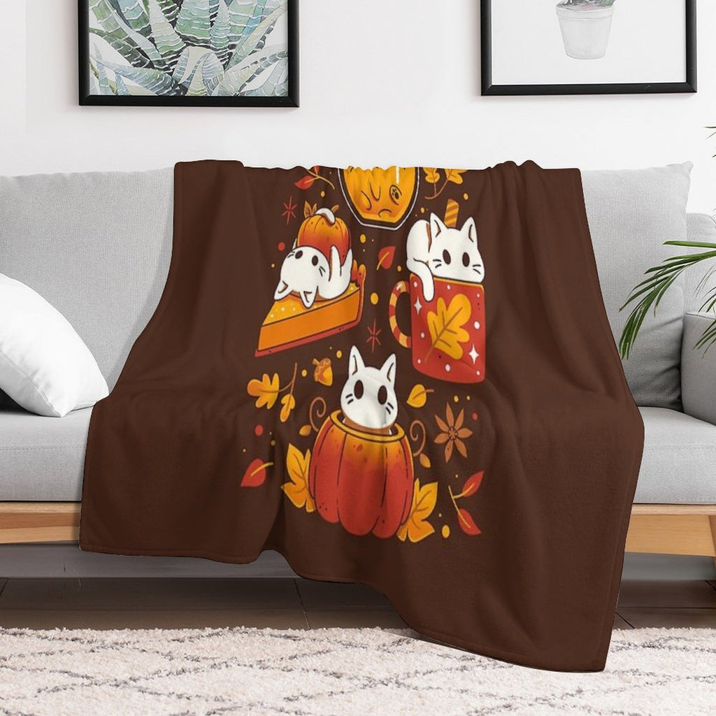 Pumpkin Party Kittens - Fall Cats Anti-pilling Throw Blanket