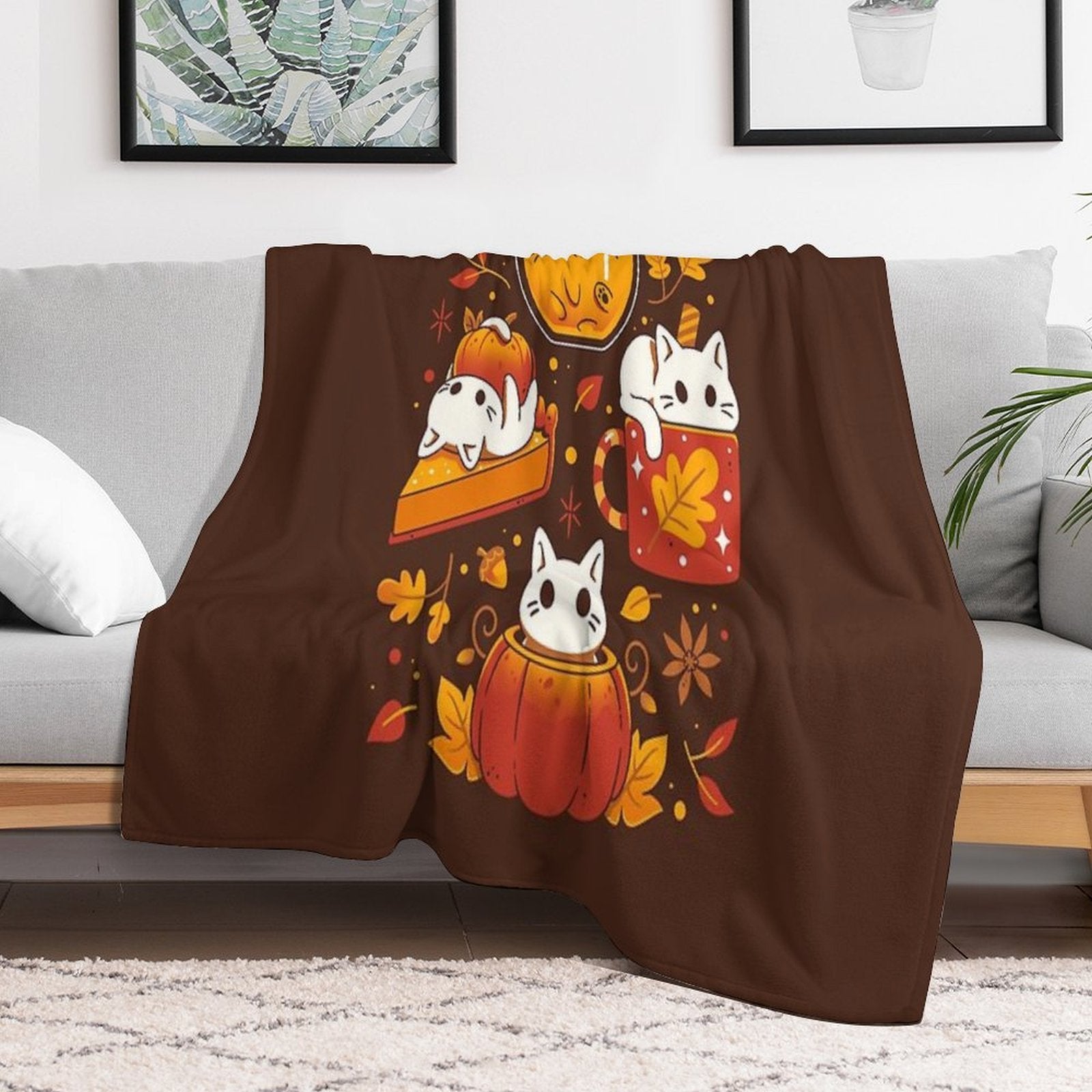 Pumpkin Party Kittens - Fall Cats Anti-pilling Throw Blanket