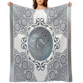 Ornate Baroque Metallic Blue Greek Meander Quick-dry Throw Blanket