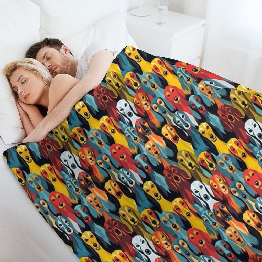 Dachshund in Geometric Camouflage Pattern Lightweight Throw Blanket