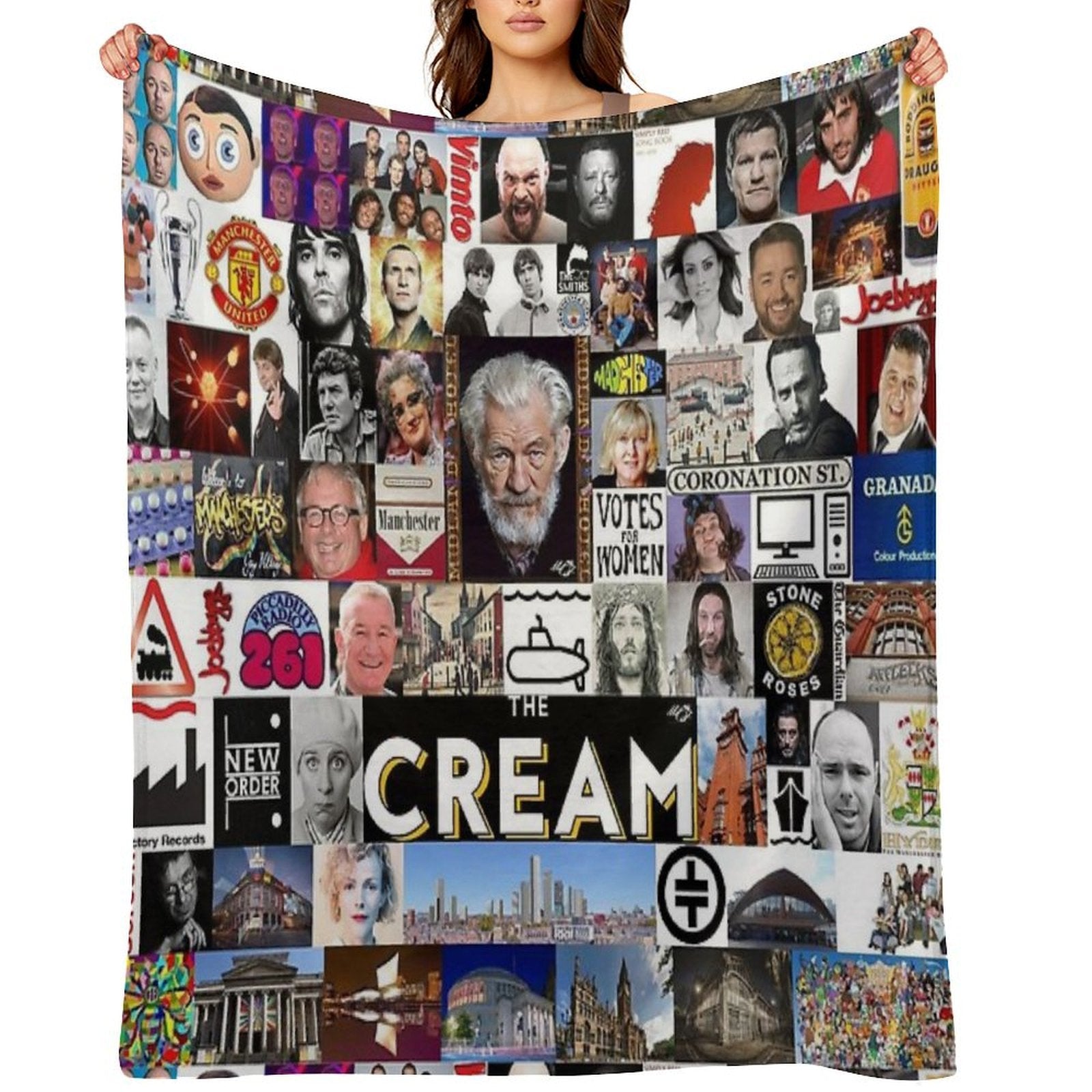 The Cream of Manchester Collage Original 2020 All-season Throw Blanket