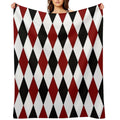 Black White Red Harlequin Compact Throw Blanket