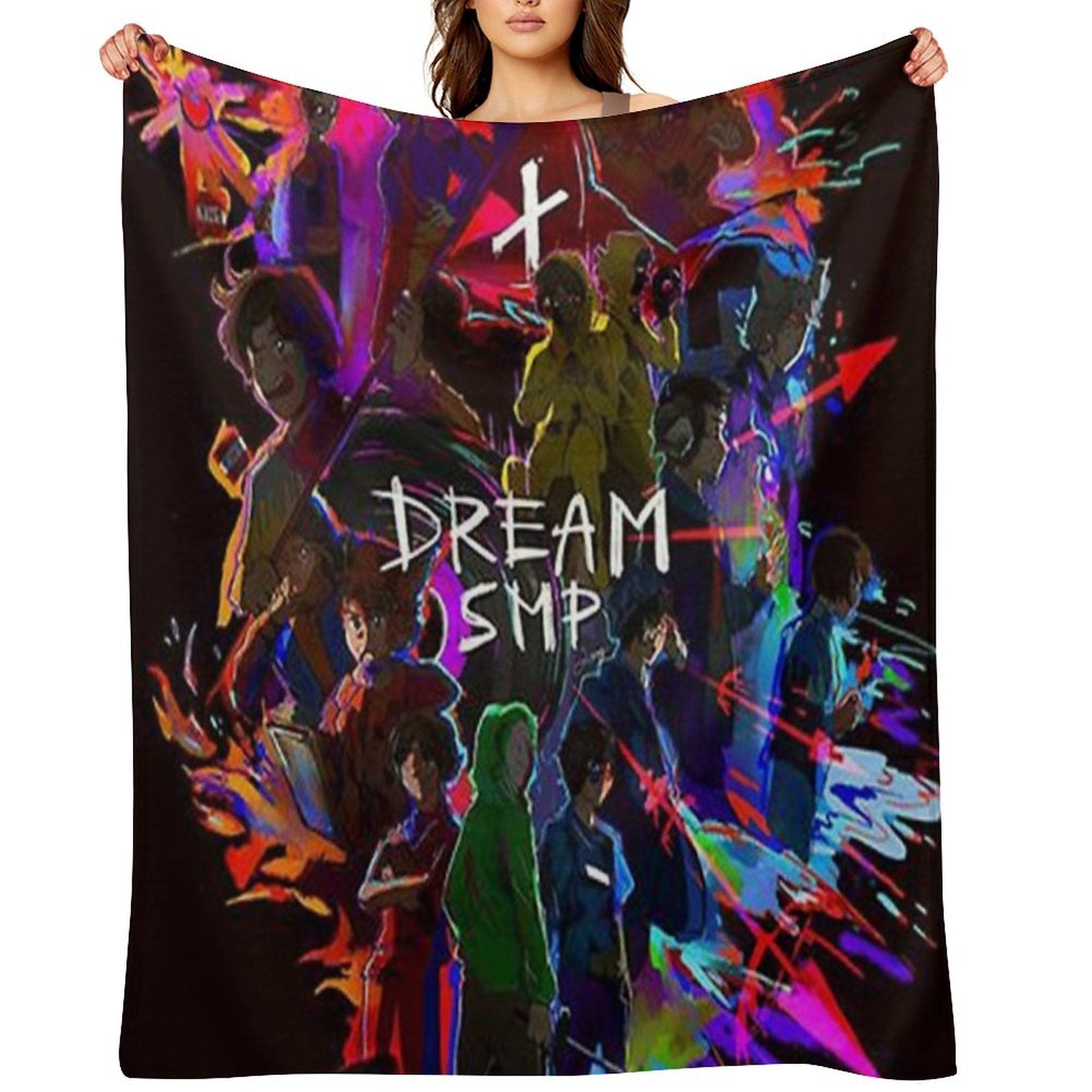 Dream SMP Black Anime Multi-functional Throw Blanket