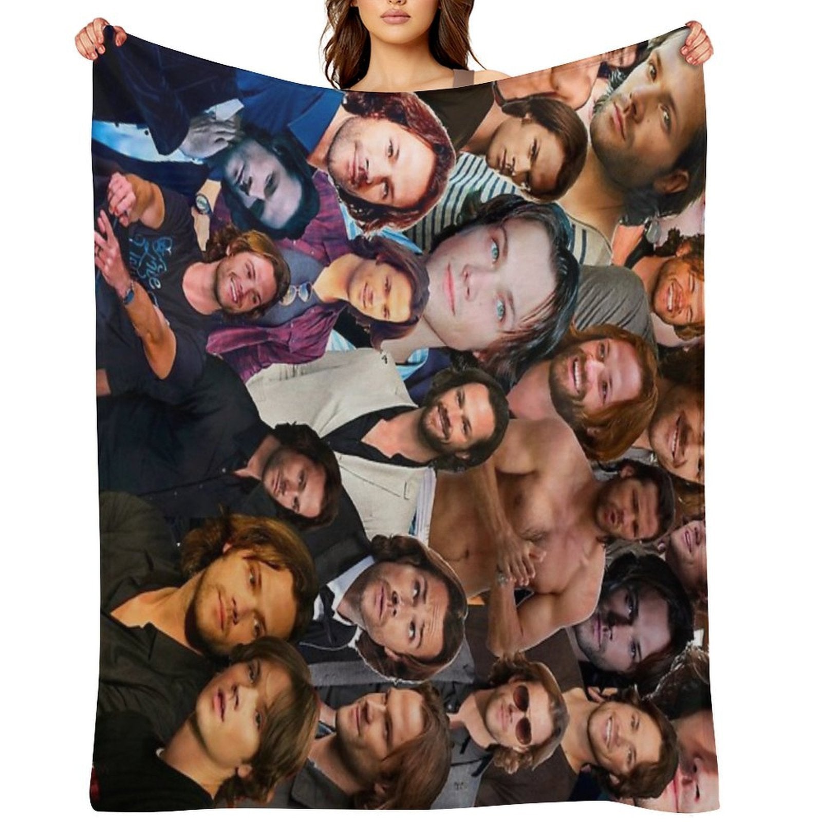 Jared Padalecki Photo Collage Sustainable Throw Blanket