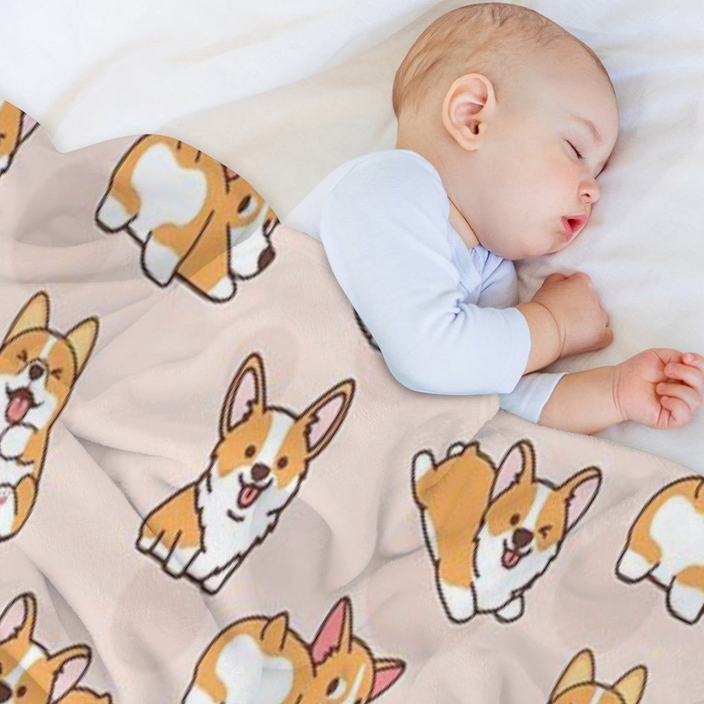 Corgi Puppy Fun Quick-dry Throw Blanket