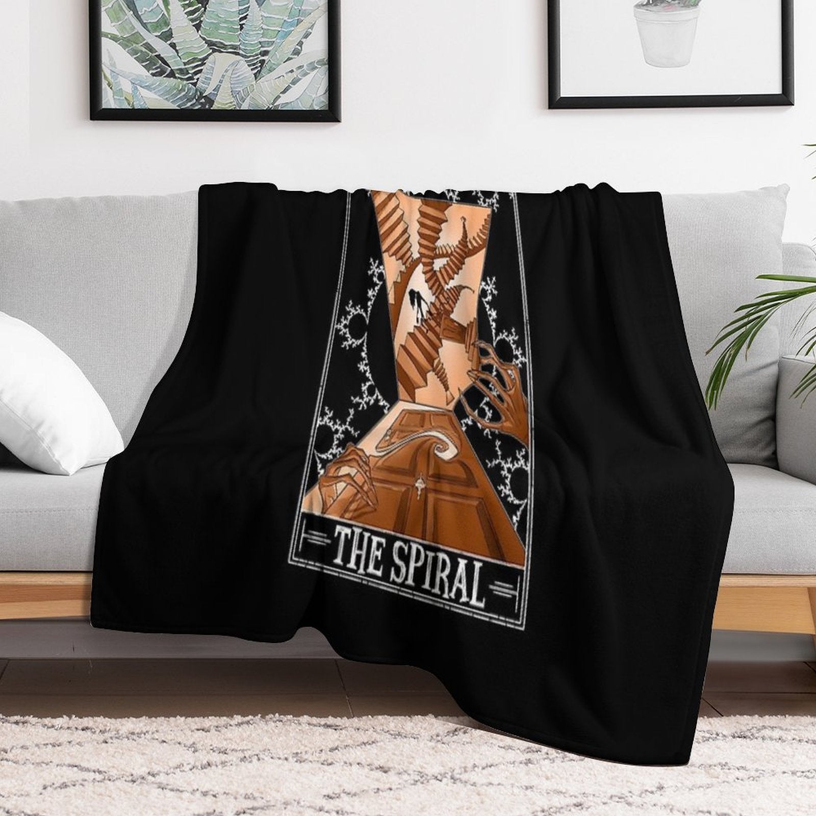The Spiral Tarotesque - (Dark) Eco-conscious Throw Blanket