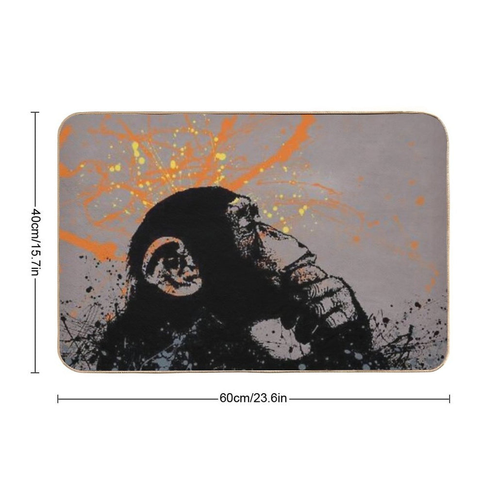 Thinker Monkey by Banksy  Easy To Clean Bath Mat