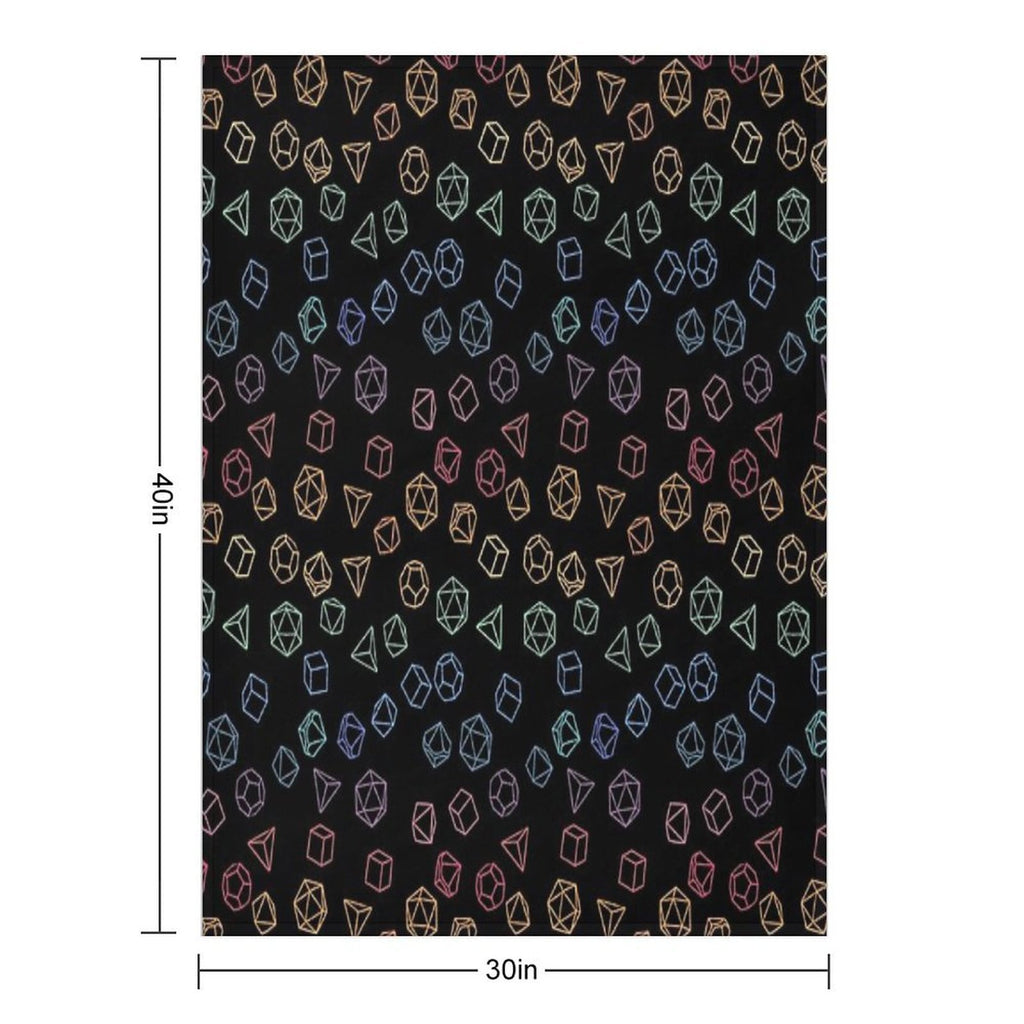 DnD Dice Rainbow on Black Pattern Durable Throw Blanket