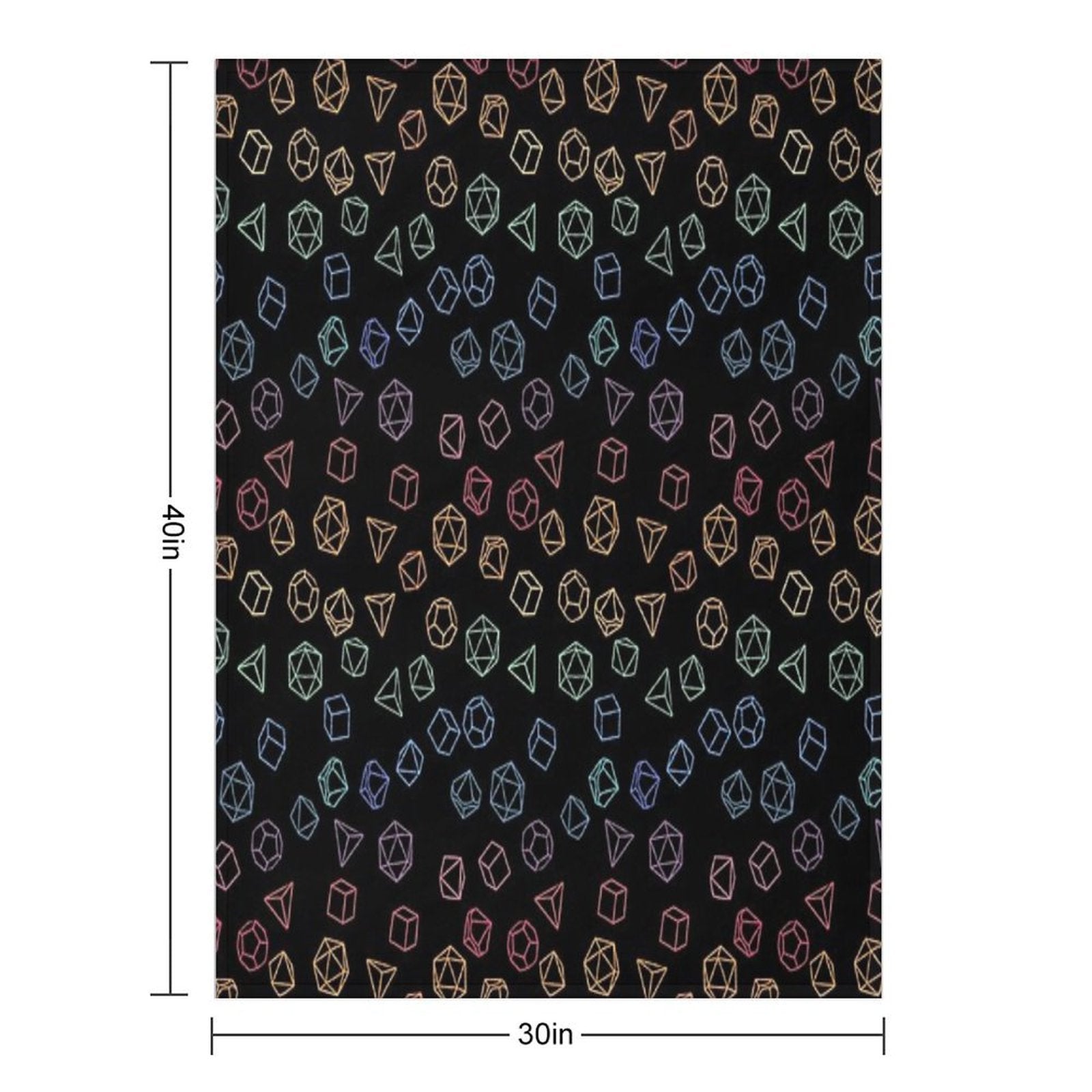 DnD Dice Rainbow on Black Pattern Durable Throw Blanket