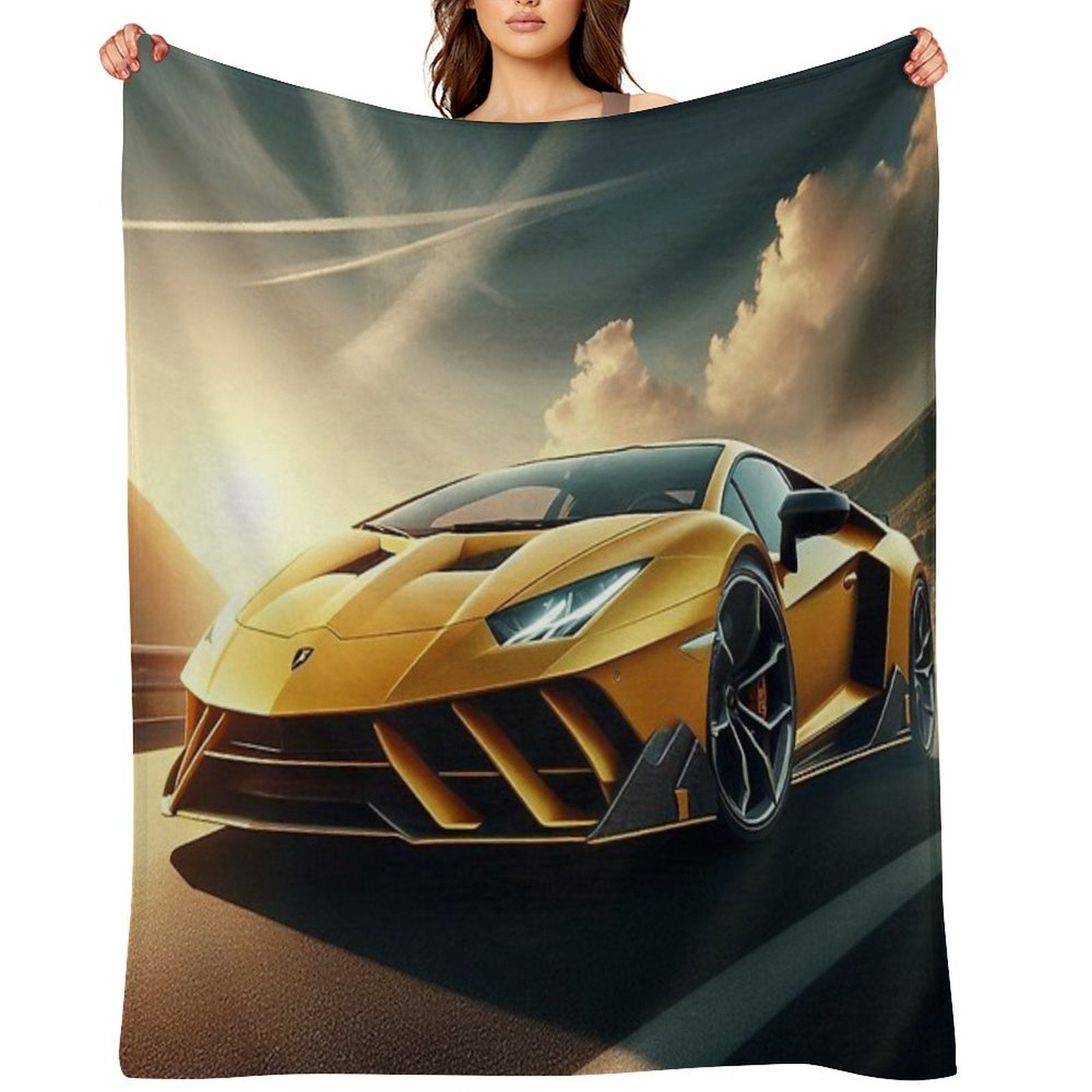 Lamborghini Sports Car on A Stunning Road Comfort Throw Blanket