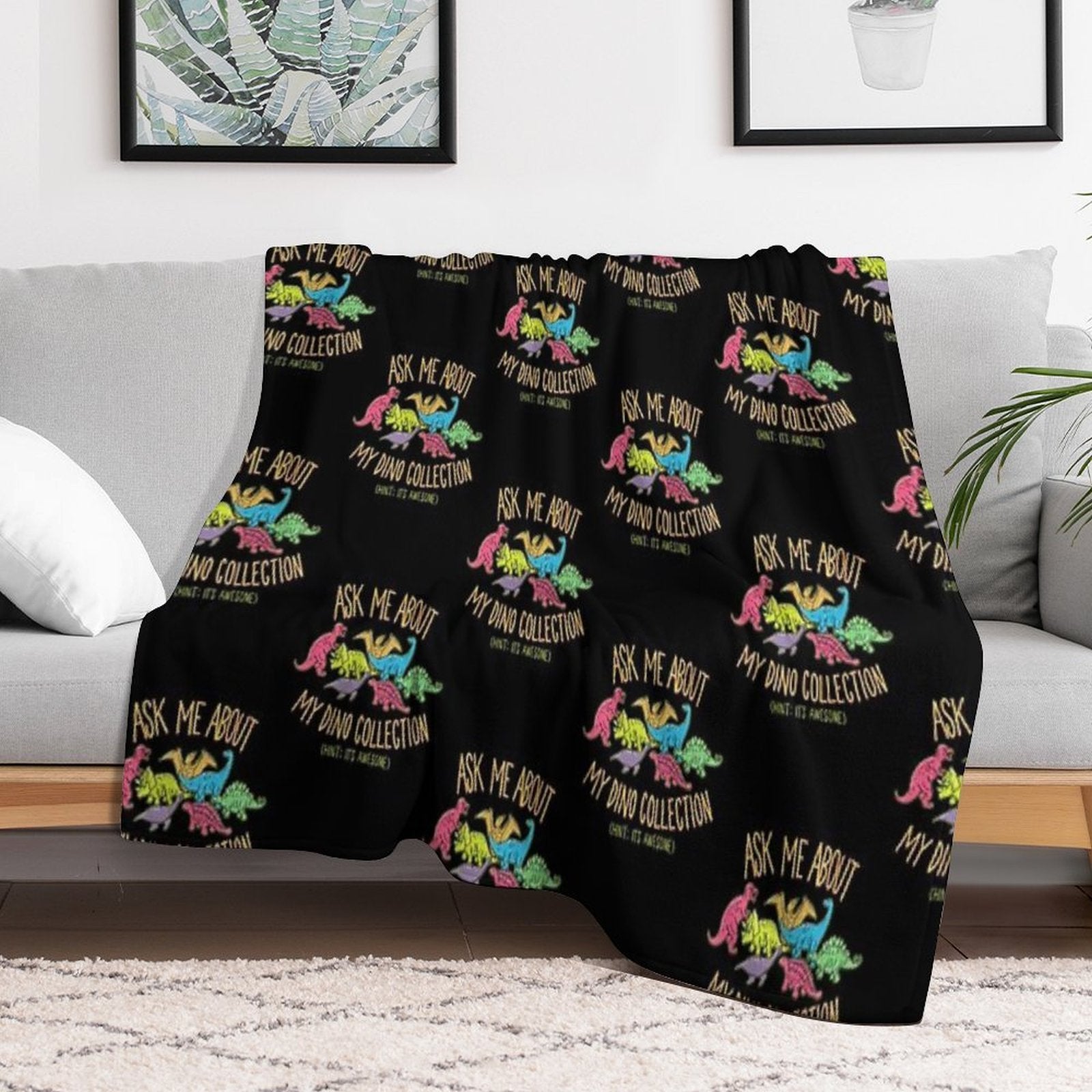 Dino Collection Travel-friendly Throw Blanket