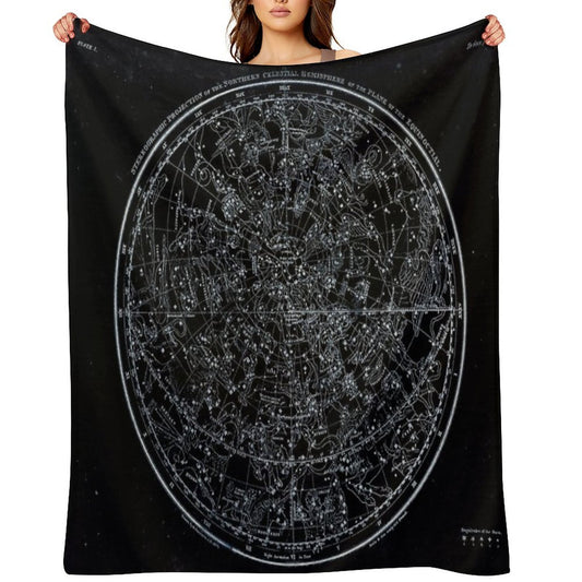 Constellations of The Northern Hemisphere  Pale Blue On Black Compact Throw Blanket