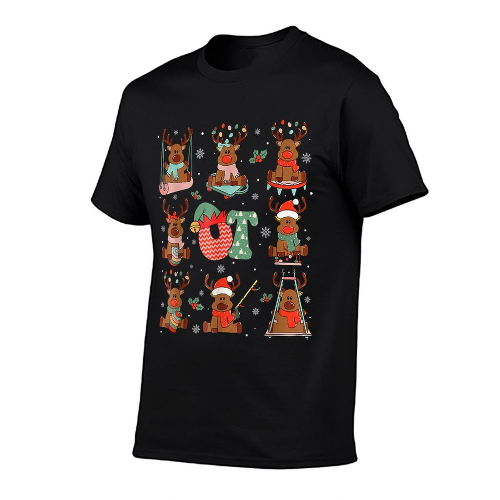 Occupational Therapy Christmas Reindeers OT OTA Retro  High-quality Stitching T-Shirt