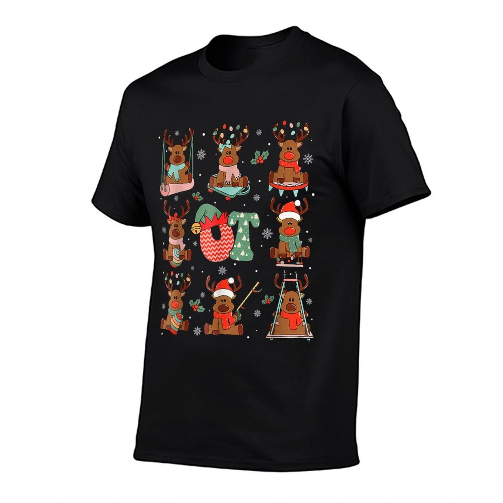 Occupational Therapy Christmas Reindeers OT OTA Retro  High-quality Stitching T-Shirt