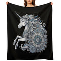 Unicorn Mandala Enchanted Purity Eco-conscious Throw Blanket