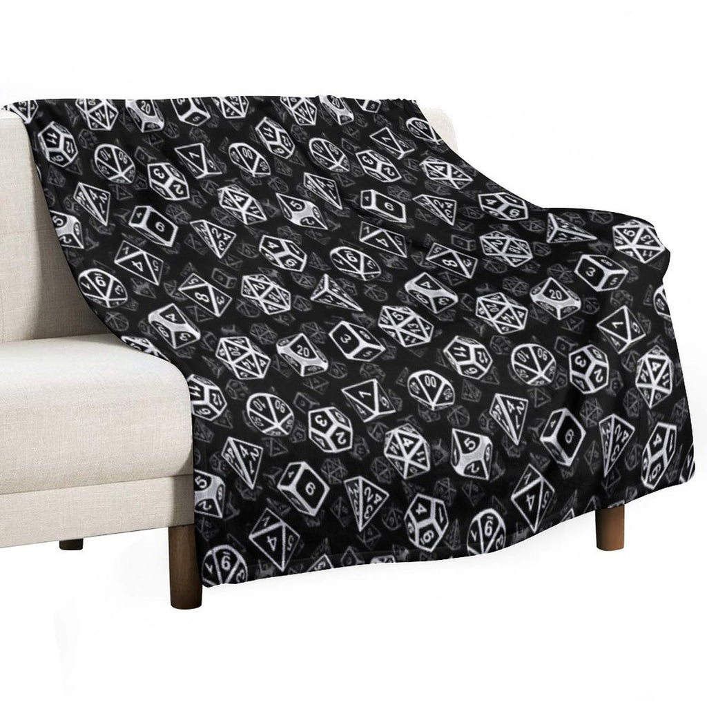 D20 Dice Set Pattern (White) Gift-ready Throw Blanket
