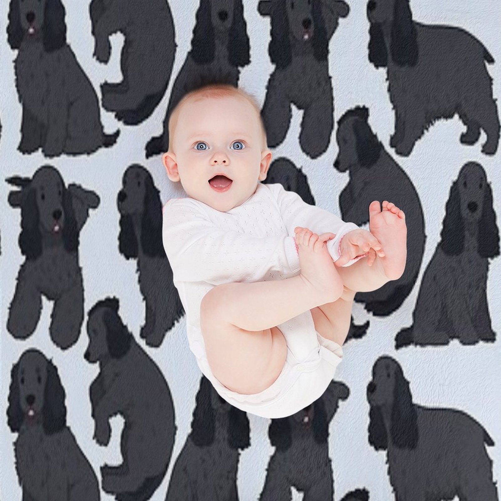 Cute Black English Cocker Spaniel Dog Pattern Gift-ready Throw Blanket