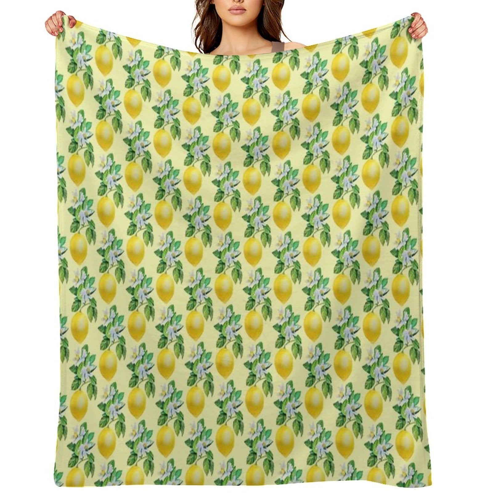Lemon in Bloom Anti-pilling Throw Blanket