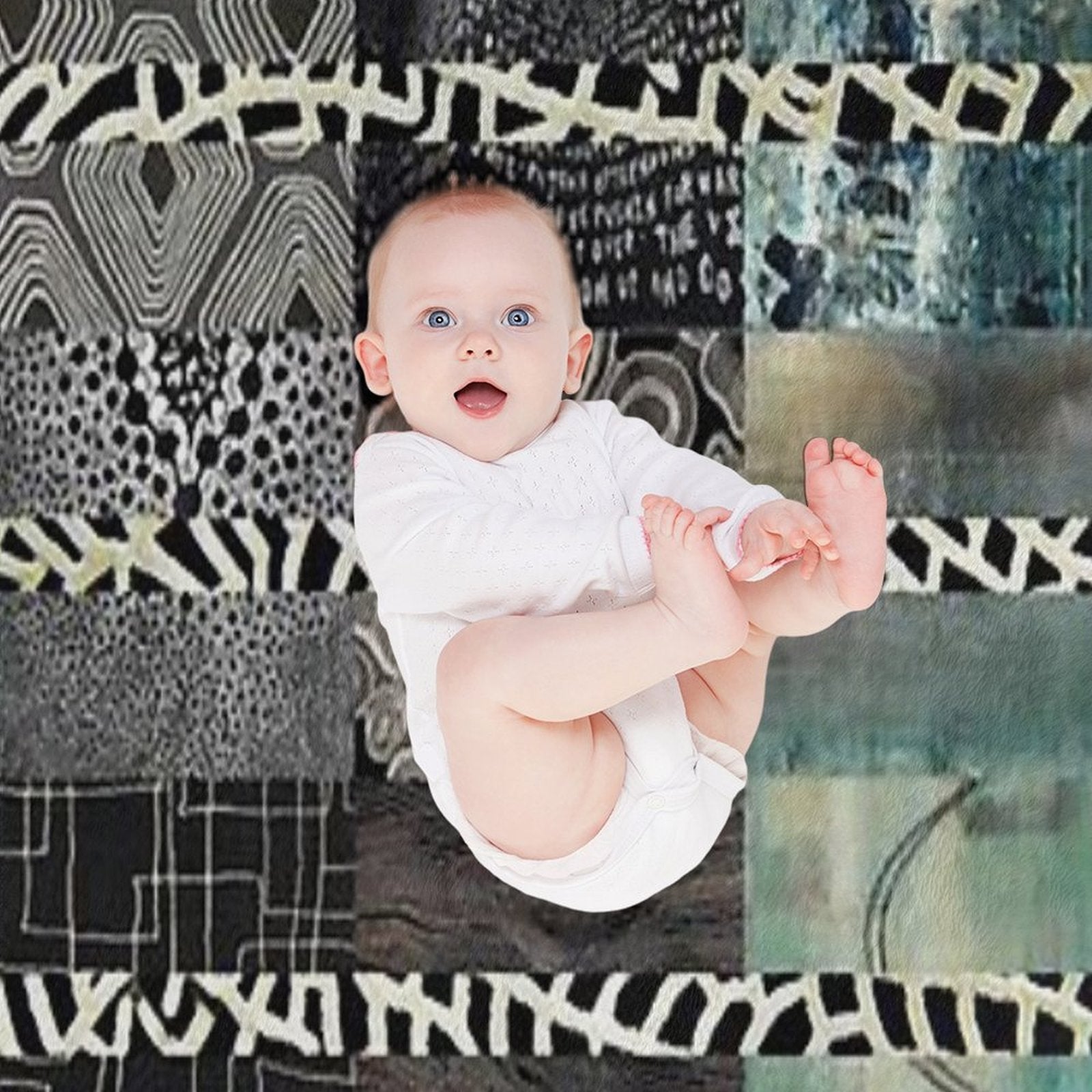Black White And Grey Quilt Design Abstract Art Collage Sustainable Throw Blanket